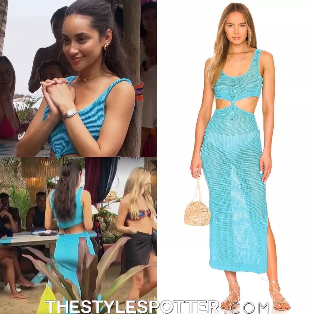 Solid & Striped The Bailey Dress Cerulean Blue mesh swim cover up size XL - Picture 2 of 11